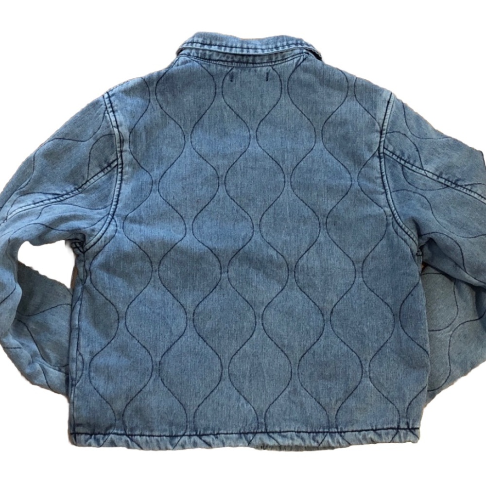 Sincerely Jules Quilted Denim Jacket Blue Small Button Front Shacket - Picture 9 of 9